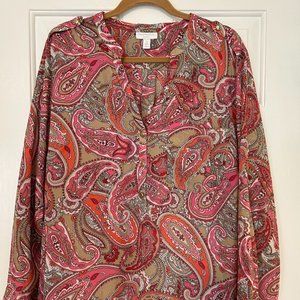 Charter Club pink and orange paisley blouse (size 2X)